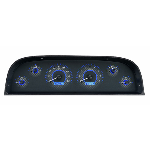 Dakota Digital Gauge, MDX System, 1960-63 Chevy Pickup, Carbon Fiber Style Face, Blue Display, Custom