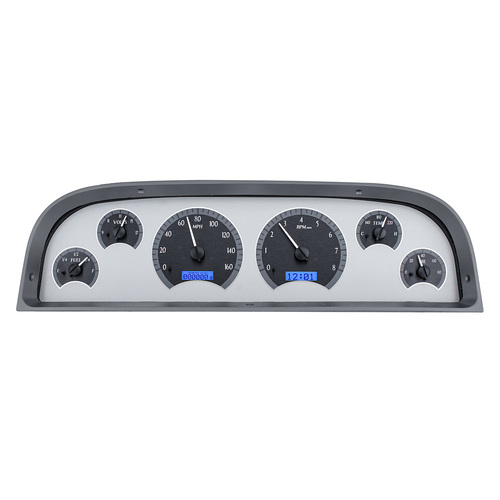 Dakota Digital Gauge, MDX System, 1960-63 Chevy Pickup, Silver Alloy Style Face, Blue Display, Custom