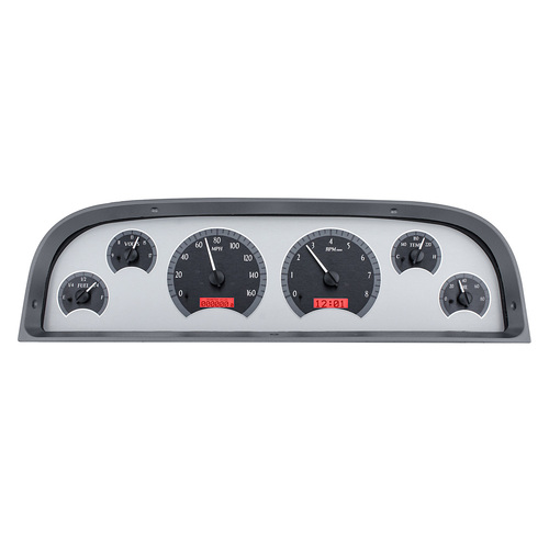 Dakota Digital Gauge, MDX System, 1960-63 Chevy Pickup, Silver Alloy Style Face, Red Display, Custom