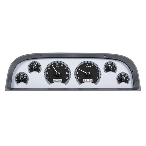 Dakota Digital Gauge, MDX System, 1960-63 Chevy Pickup, Silver Alloy Style Face, White Display, Custom