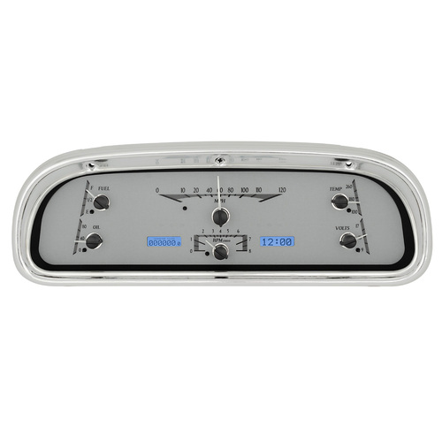 Dakota Digital Gauge, MDX System, 1960-63 Ford Falcon, Silver Alloy Style Face, Blue Display, Custom