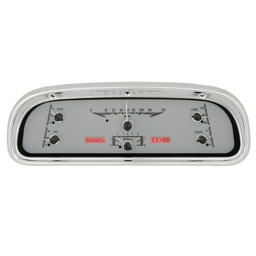 Dakota Digital Gauge, MDX System, 1960-63 Ford Falcon, Silver Alloy Style Face, Red Display, Custom