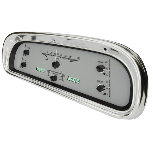 Dakota Digital Gauge, MDX System, 1960-63 Ford Falcon, Silver Alloy Style Face, White Display, Custom