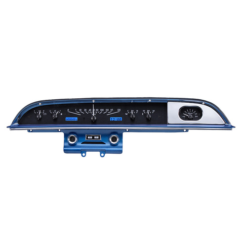 Dakota Digital Gauge, MDX System, 1960 Ford Galaxie, Black Alloy Style Face, Blue Display, Custom