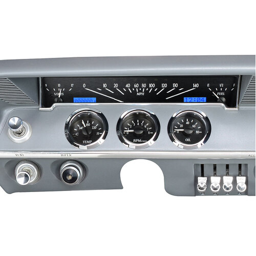 Dakota Digital Gauge, MDX System, 1961-62 Chevy Impala, Black Alloy Style Face, Blue Display, Custom