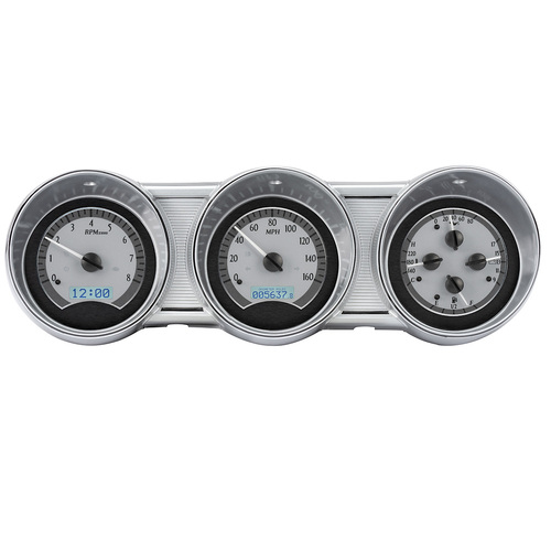 Dakota Digital Gauge, MDX System, 1962-63 Ford Fairlane, Silver Alloy Style Face, White Display, Custom