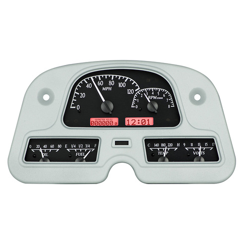 Dakota Digital Gauge, MDX System, 1962-84 Toyota FJ40, Black Alloy Style Face, Red Display, Custom