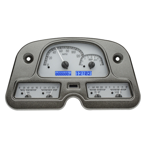 Dakota Digital Gauge, MDX System, 1962-84 Toyota FJ40, Silver Alloy Style Face, Blue Display, Custom