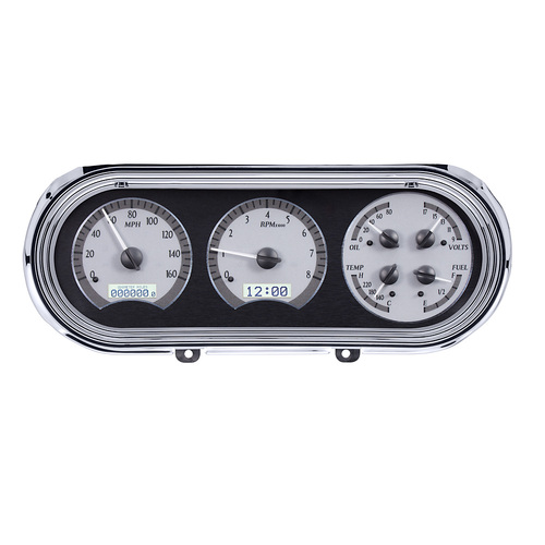 Dakota Digital Gauge, MDX System, 1963-65 Chevy Nova, Silver Alloy Style Face, White Display, Custom
