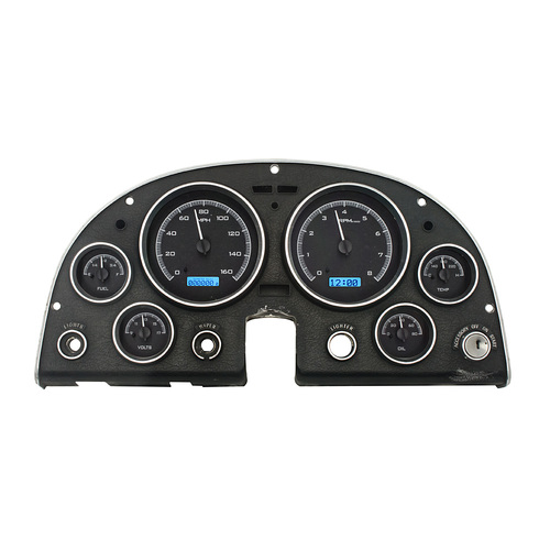 Dakota Digital Gauge, MDX System, 1963-67 Chevy Corvette, Black Alloy Style Face, Blue Display, Custom