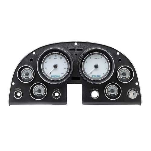 Dakota Digital Gauge, MDX System, 1963-67 Chevy Corvette, Silver Alloy Style Face, White Display, Custom