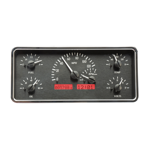 Dakota Digital Gauge, MDX System, 1963-72 Jeep Wagoneer/J-Trucks, Black Alloy Style Face, Red Display, Custom
