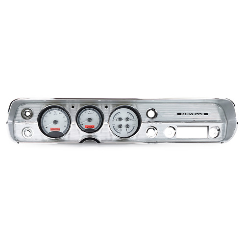 Dakota Digital Gauge, MDX System, 1964 65 Chevy Chevelle, Silver Alloy Style Face, Red Display, Custom