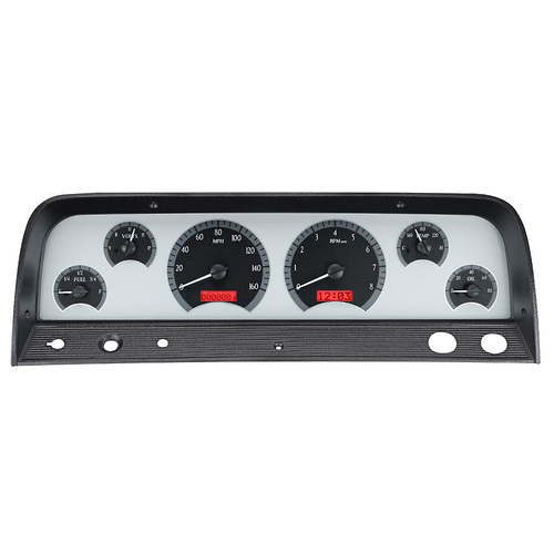 Dakota Digital Gauge, MDX System, 1964-66 Chevy Pickup, Silver Alloy Style Face, Red Display, Custom