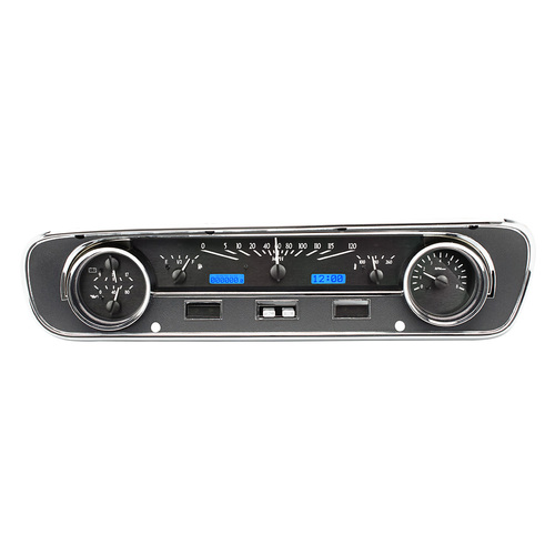 Dakota Digital Gauge, MDX System, 1964-65 Ford Falcon/Mustang, Black Alloy Style Face, Blue Display, Custom