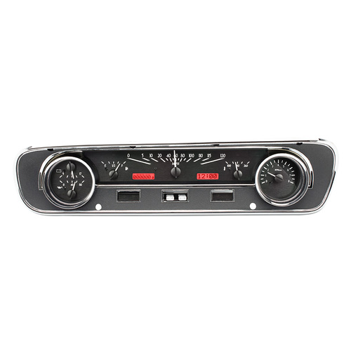 Dakota Digital Gauge, MDX System, 1964-65 Ford Falcon/Mustang, Black Alloy Style Face, Red Display, Custom
