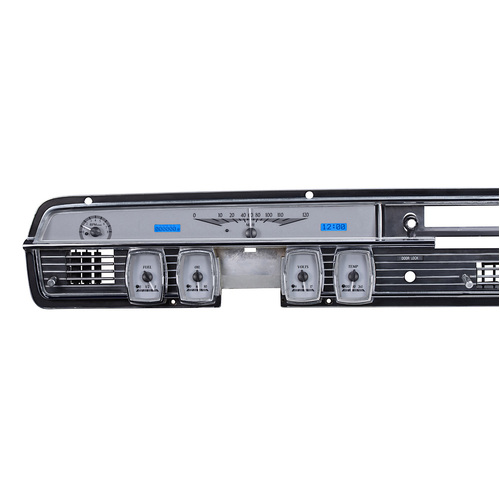 Dakota Digital Gauge, MDX System, 1964-65 Lincoln Continental, Silver Alloy Style Face, Blue Display, Custom