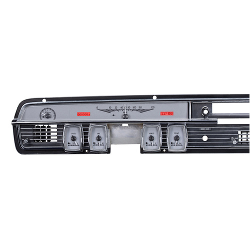 Dakota Digital Gauge, MDX System, 1964-65 Lincoln Continental, Silver Alloy Style Face, Red Display, Custom