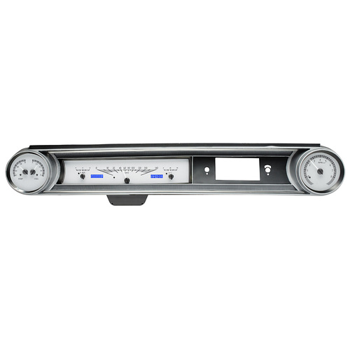 Dakota Digital Gauge, MDX System, 1965 Chevy Impala, Silver Alloy Style Face, Blue Display, Custom