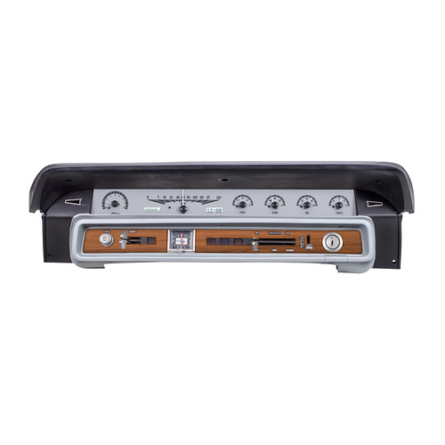 Dakota Digital Gauge, MDX System, 1965-66 Ford Galaxie, Silver Alloy Style Face, White Display, Custom