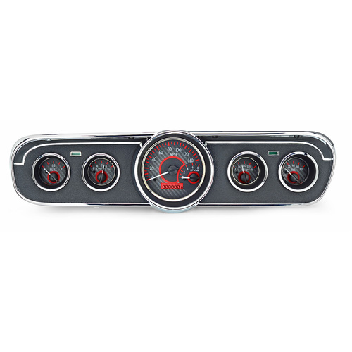 Dakota Digital Gauge, MDX System, 1965-66 Ford Mustang, Carbon Fiber Style Face, Red Display, Custom