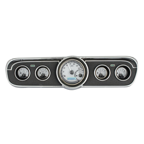 Dakota Digital Gauge, MDX System, 1965-66 Ford Mustang, Silver Alloy Style Face, White Display, Custom