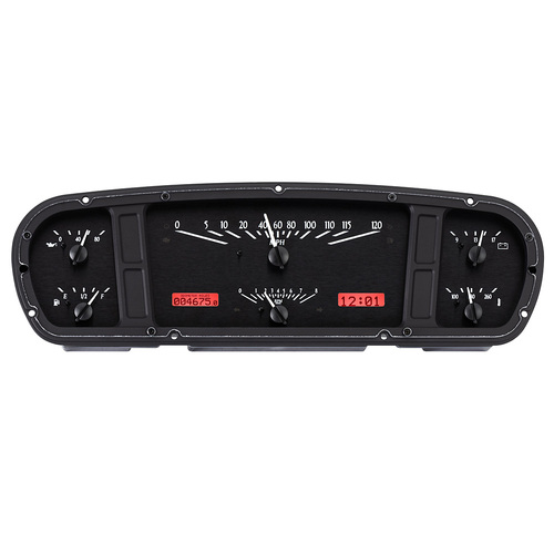 Dakota Digital Gauge, MDX System, 1965-66 Ford Custom Cab Truck, Black Alloy Style Face, Red Display, Custom