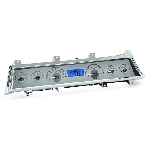Dakota Digital Gauge, MDX System, 1966-67 Chevy Chevelle, Silver Alloy Style Face, Blue Display, Custom