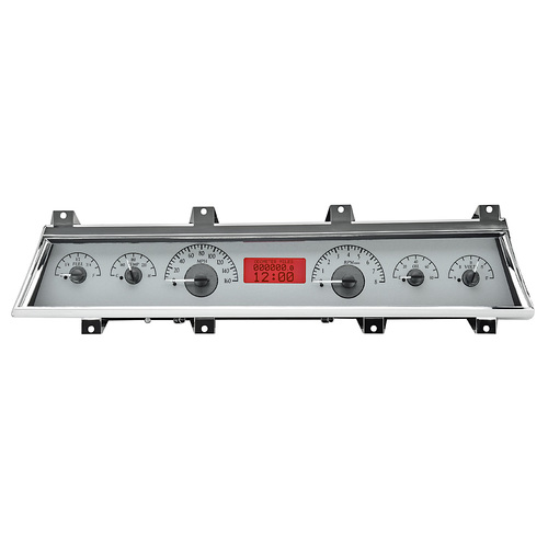Dakota Digital Gauge, MDX System, 1966-67 Chevy Chevelle, Silver Alloy Style Face, Red Display, Custom