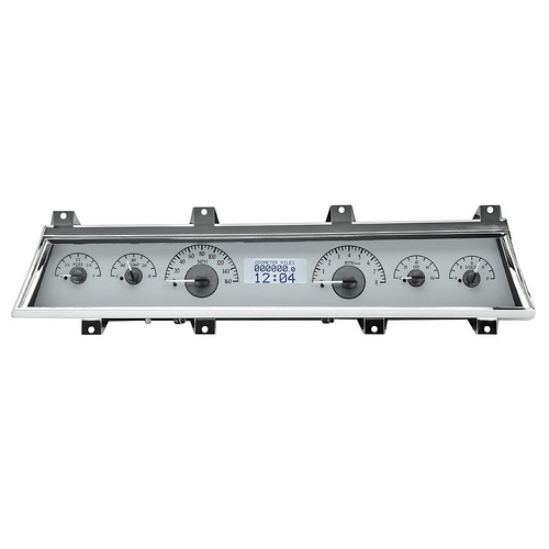Dakota Digital Gauge, MDX System, 1966-67 Chevy Chevelle, Silver Alloy Style Face, White Display, Custom