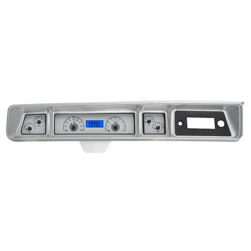 Dakota Digital Gauge, MDX System, 1966 Chevy Impala/Caprice, Silver Alloy Style Face, Blue Display, Custom