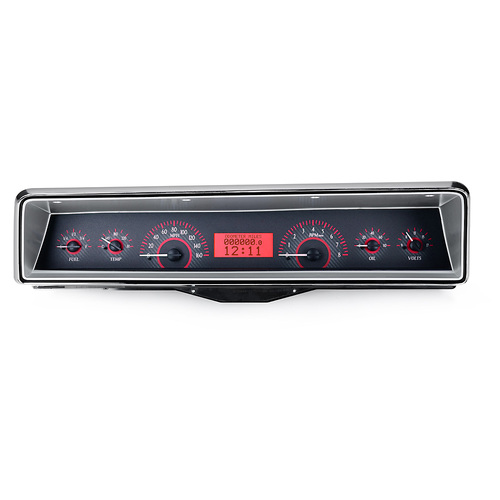 Dakota Digital Gauge, MDX System, 1966-67 Chevy Nova, Carbon Fiber Style Face, Red Display, Custom