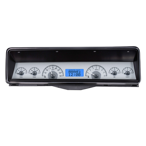Dakota Digital Gauge, MDX System, 1966-67 Chevy Nova, Silver Alloy Style Face, Blue Display, Custom