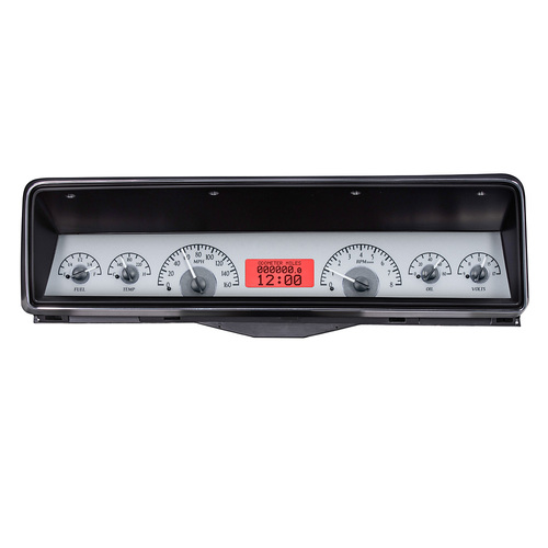 Dakota Digital Gauge, MDX System, 1966-67 Chevy Nova, Silver Alloy Style Face, Red Display, Custom