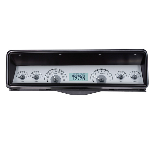 Dakota Digital Gauge, MDX System, 1966-67 Chevy Nova, Silver Alloy Style Face, White Display, Custom