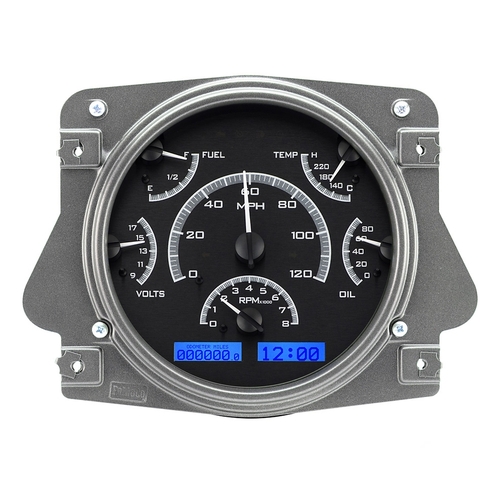 Dakota Digital Gauge, MDX System, 1966-77 Ford Bronco, Black Alloy Style Face, Blue Display, Custom