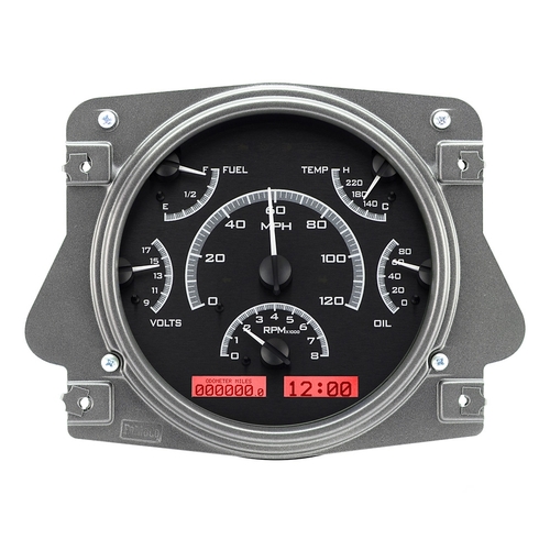 Dakota Digital Gauge, MDX System, 1966-77 Ford Bronco, Black Alloy Style Face, Red Display, Custom