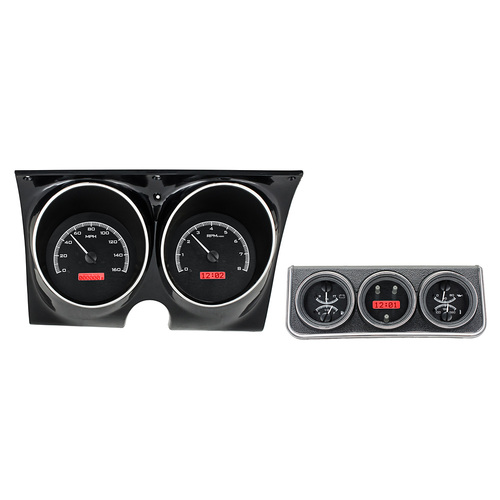 Dakota Digital Gauge, MDX System, 1967 Chevy Camaro w/ Console Gauges, Black Alloy Style Face, Red Display, Custom