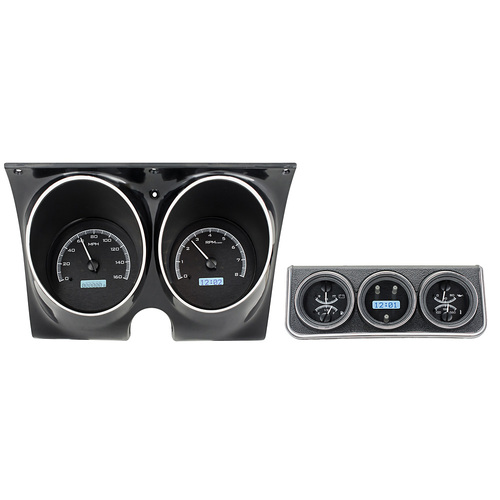 Dakota Digital Gauge, MDX System, 1967 Chevy Camaro w/ Console Gauges, Black Alloy Style Face, White Display, Custom