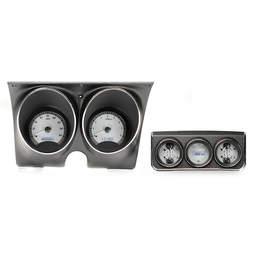 Dakota Digital Gauge, MDX System, 1967 Chevy Camaro w/ Console Gauges, Silver Alloy Style Face, White Display, Custom