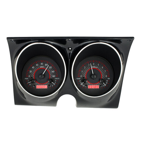 Dakota Digital Gauge, MDX System, 1967-68 Chevy Camaro/Firebird, Carbon Fiber Style Face, Red Display, Custom