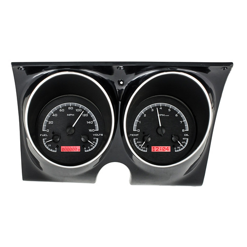 Dakota Digital Gauge, MDX System, 1967-68 Chevy Camaro/Firebird, Black Alloy Style Face, Red Display, Custom