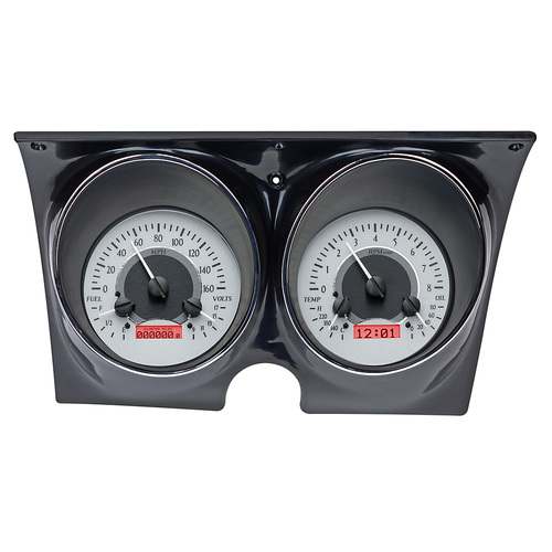 Dakota Digital Gauge, MDX System, 1967-68 Chevy Camaro/Firebird, Silver Alloy Style Face, Red Display, Custom
