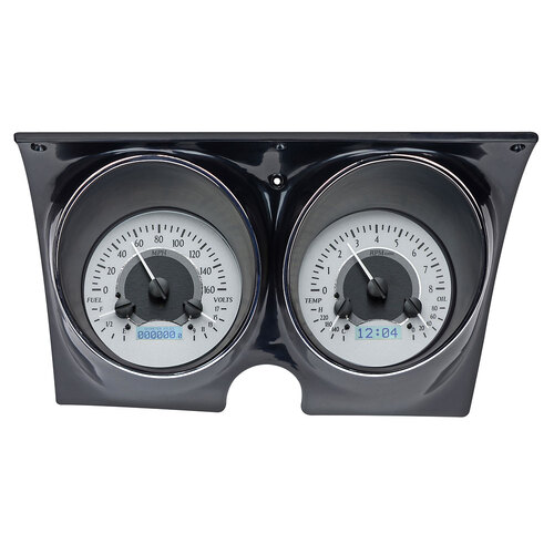 Dakota Digital Gauge, MDX System, 1967-68 Chevy Camaro/Firebird, Silver Alloy Style Face, White Display, Custom