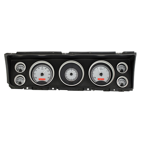 Dakota Digital Gauge, MDX System, 1967 Chevy Impala/CapriceMHX System, Silver Alloy Style Face, Red Display, Custom