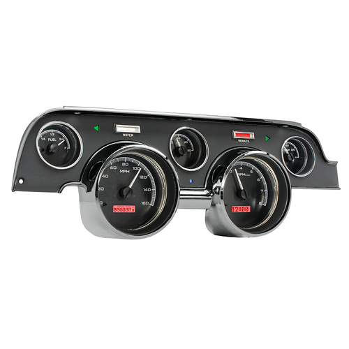 Dakota Digital Gauge, MDX System, 1967-68 Ford Mustang, Black Alloy Style Face, Red Display, Custom