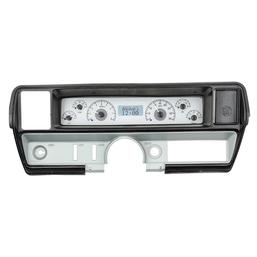 Dakota Digital Gauge, MDX System, 1968-69 Buick Skylark/GS, Silver Alloy Style Face, White Display, Custom