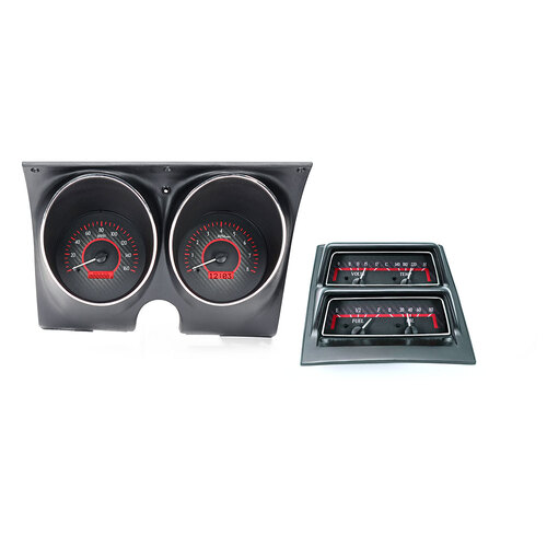 Dakota Digital Gauge, MDX System, 1968 Chevy Camaro w/ Console Gauges, Carbon Fiber Style Face, Red Display, Custom