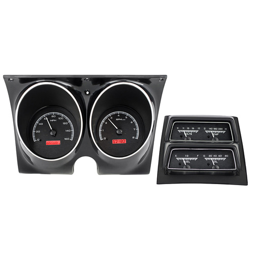 Dakota Digital Gauge, MDX System, 1968 Chevy Camaro w/ Console Gauges, Black Alloy Style Face, Red Display, Custom