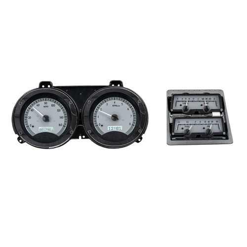 Dakota Digital Gauge, MDX System, 1968 Chevy Camaro w/ Console Gauges, Silver Alloy Style Face, White Display, Custom